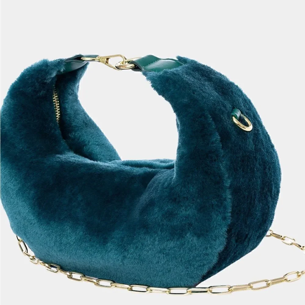 Jules Kae Luna Vegan Faux Fur Crossbody Clutch Hobo Bag